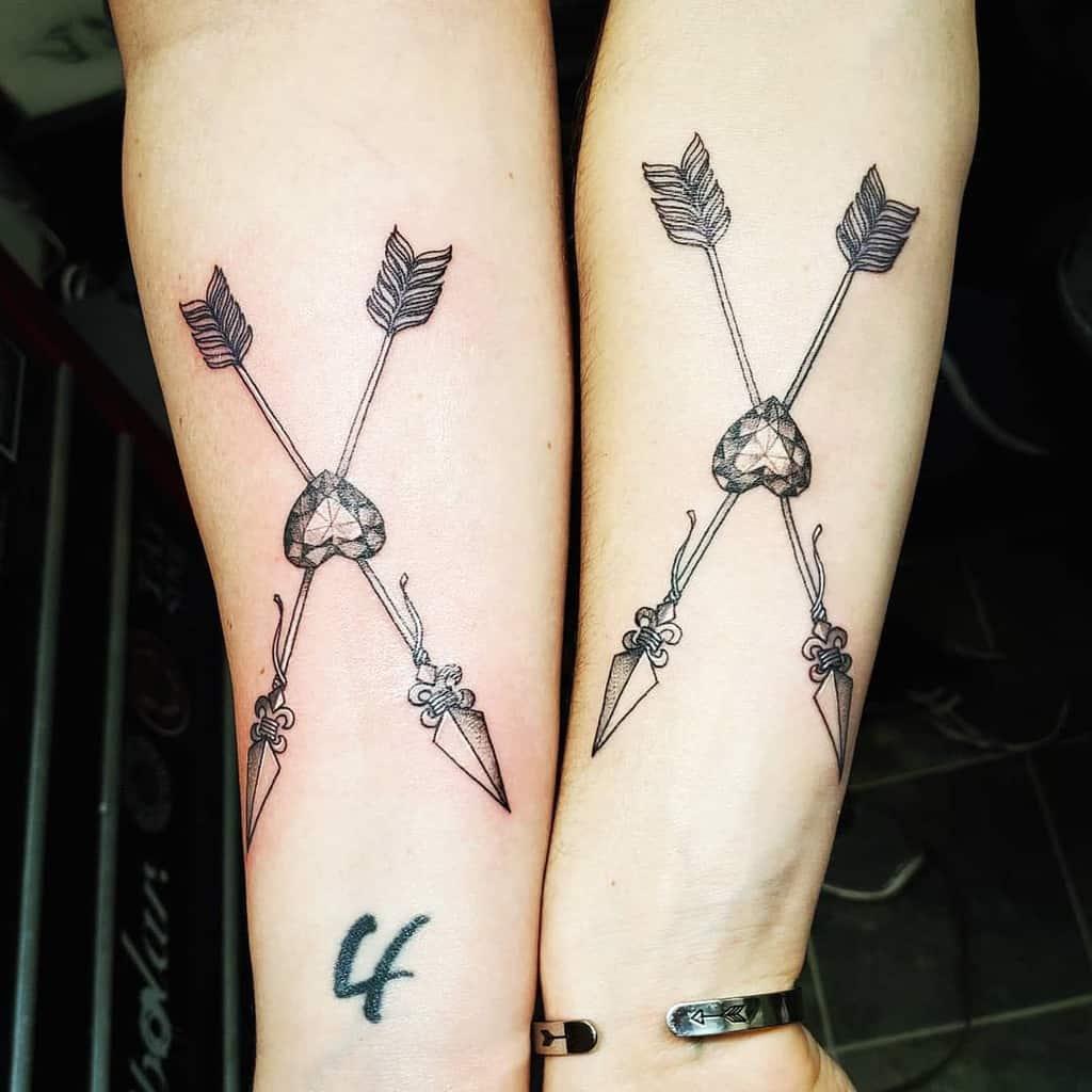 Arrow Tattoo Matching Forearm black Gray Jewell