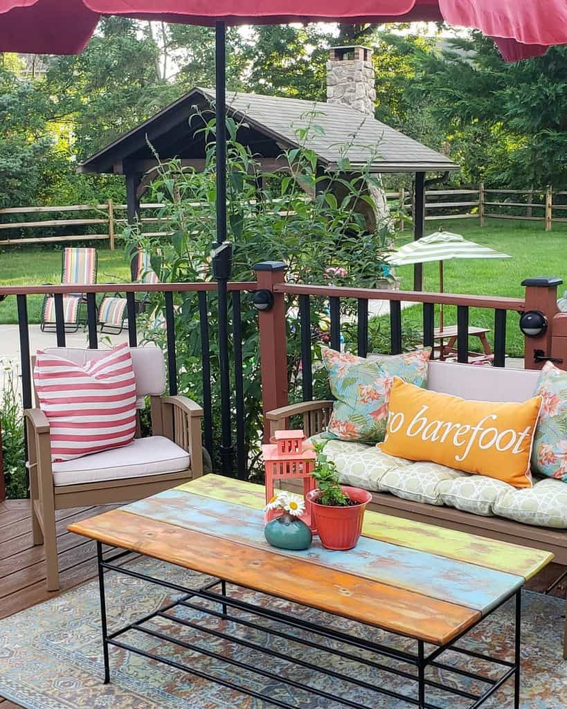 rustic backyard deck setup