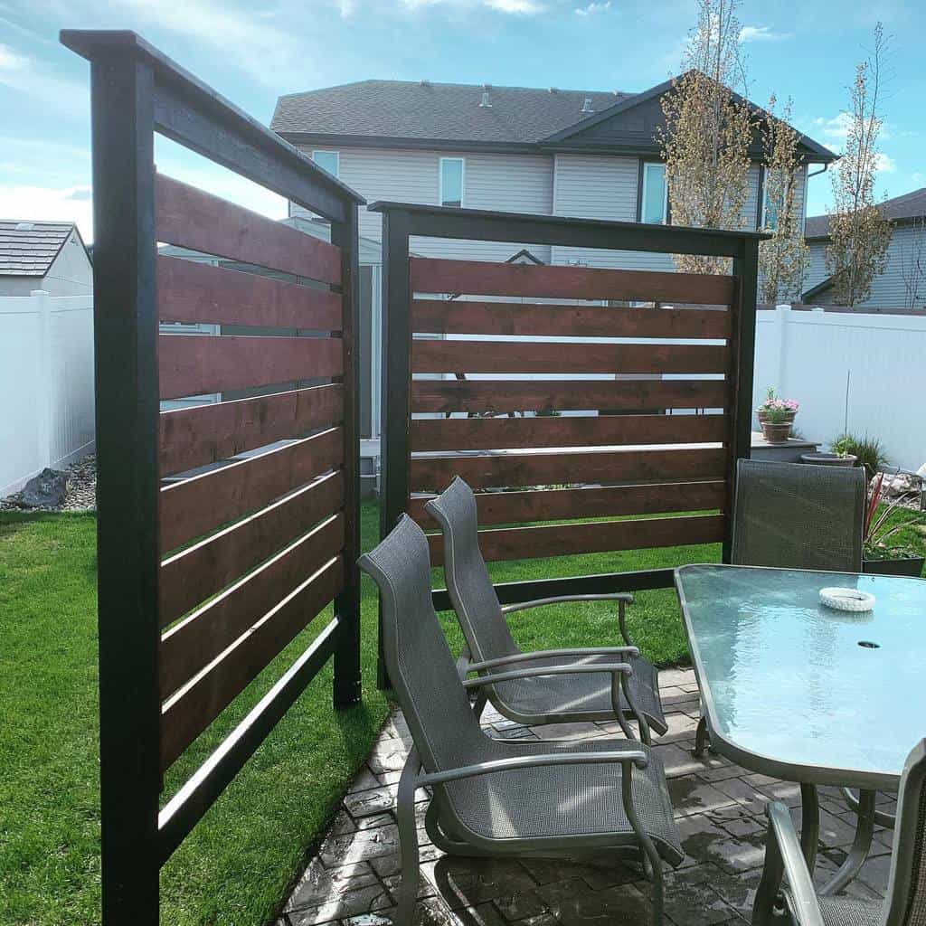 backyard deck privacy screen glass table