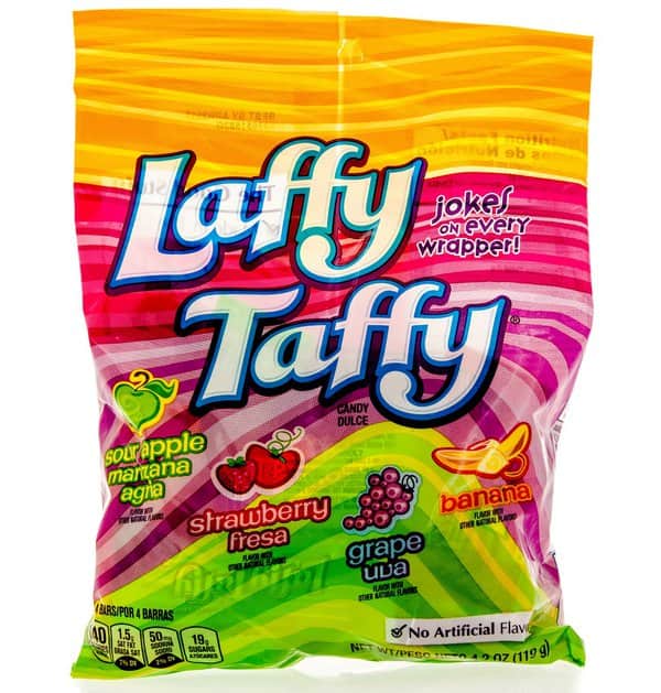 Bag of Laffy Taffy on an isolated background