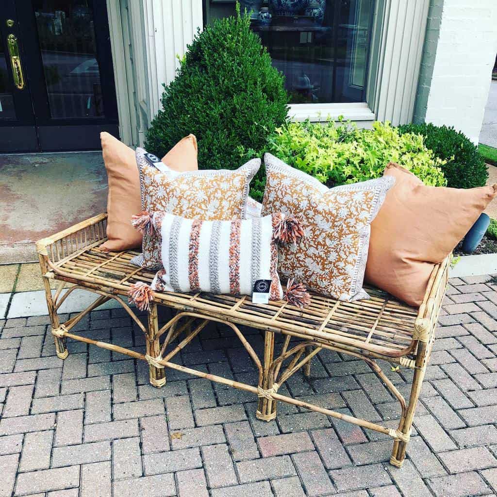 bamboo outdoor seat with cushions