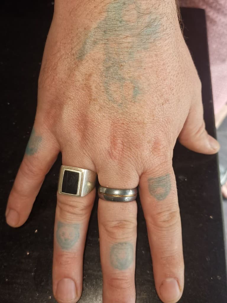 Blue Ink After Stencils removed