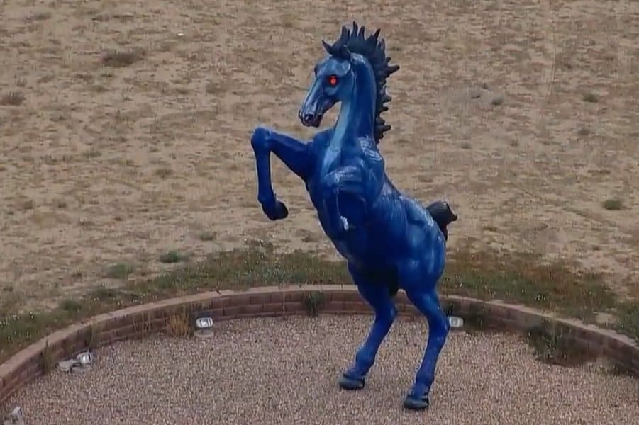 Blue Mustang Statue