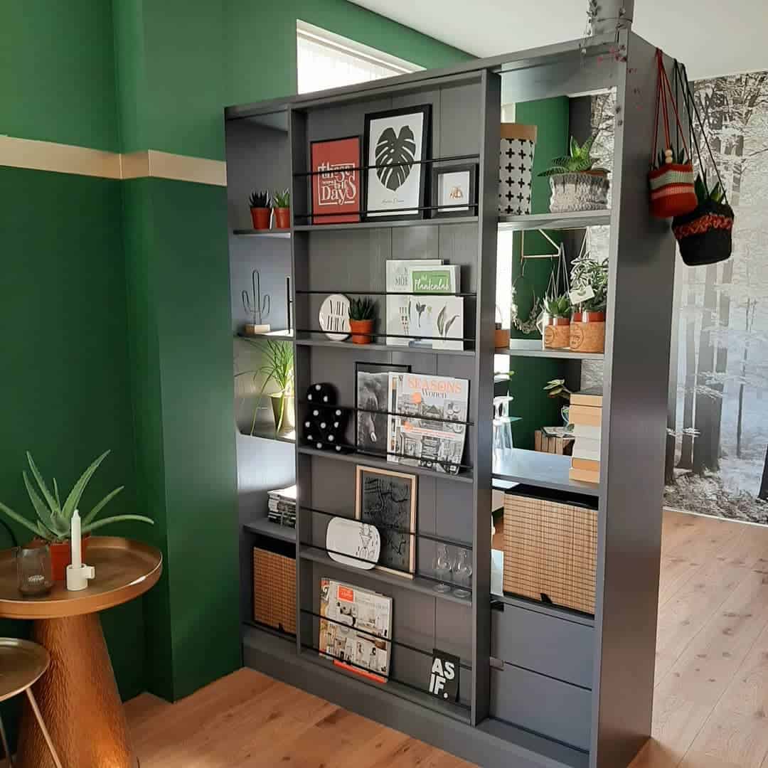 temporary gray bookcase