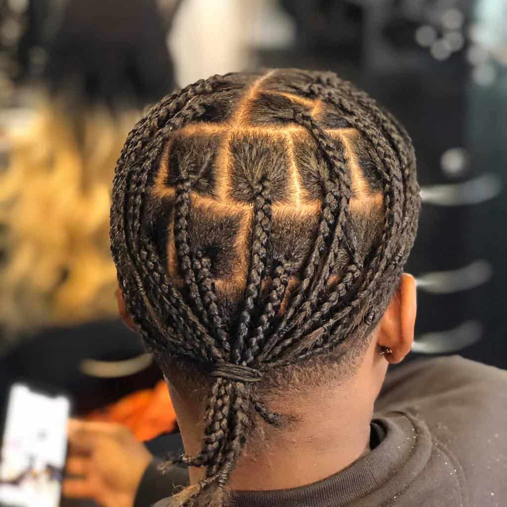 Man With Box Braid Ponytail Hairstyle