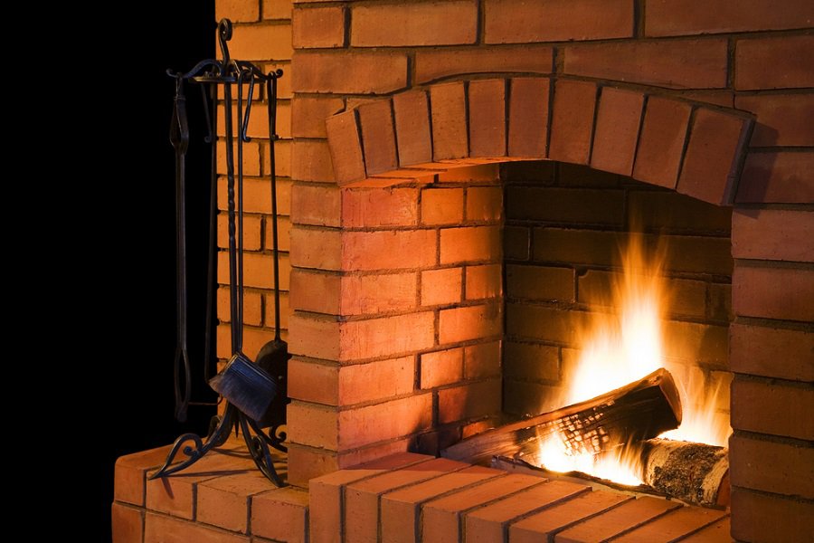 Brick fireplace