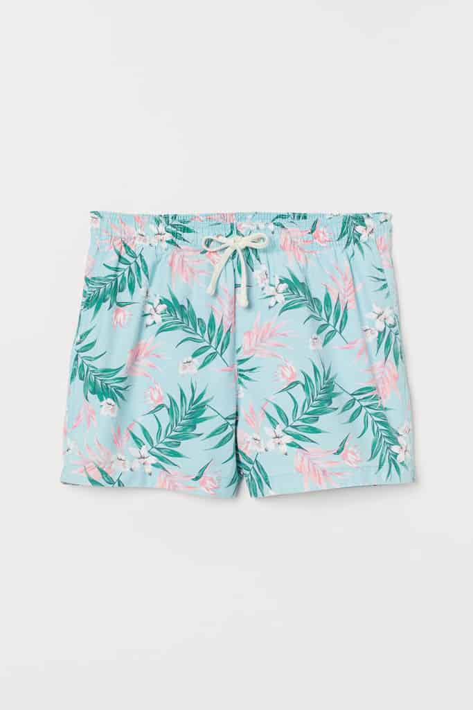 Swim shorts in woven fabric with a printed design
