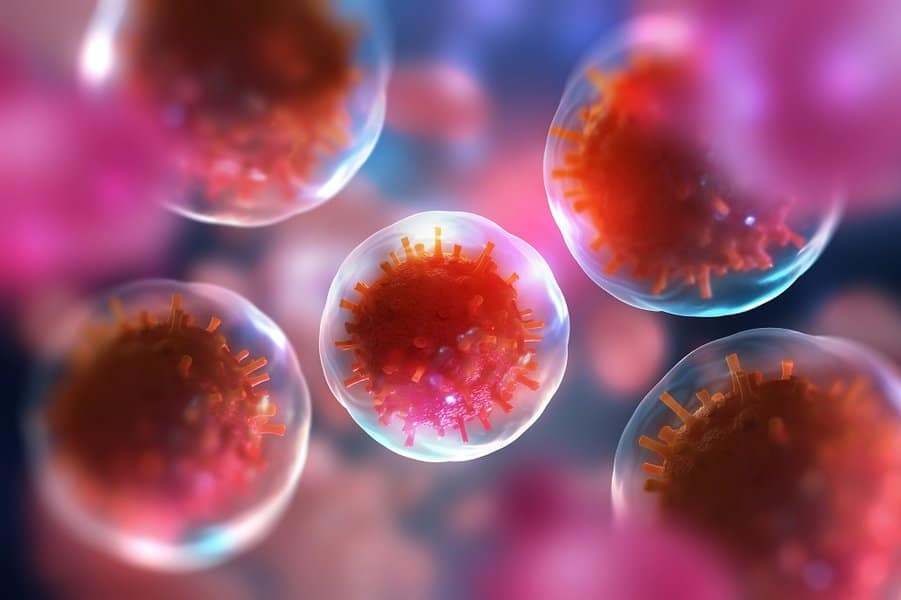 Cells of the body under a microscope