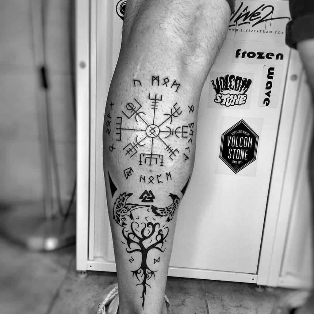 Celtic Tribal Leg Tattoo linestattoostudio