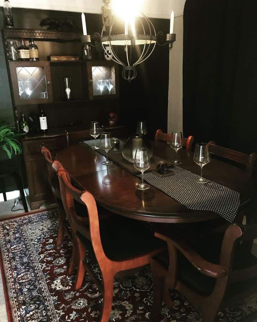 modern dining room brown wine cabinet dining table unique metal circular chandelier 