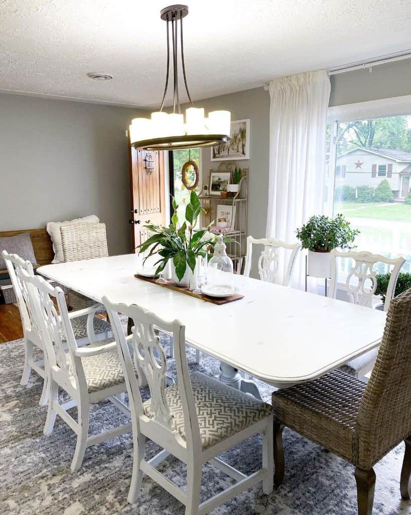 farmhouse dining room white dining room table and chairs candle chandelier