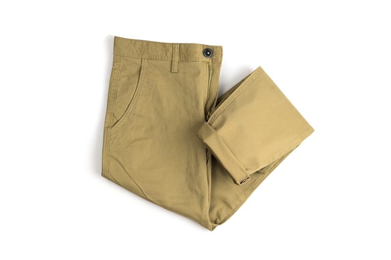 Chino,Pants,Isolated,On,White,Background,,Khaki,Color.
