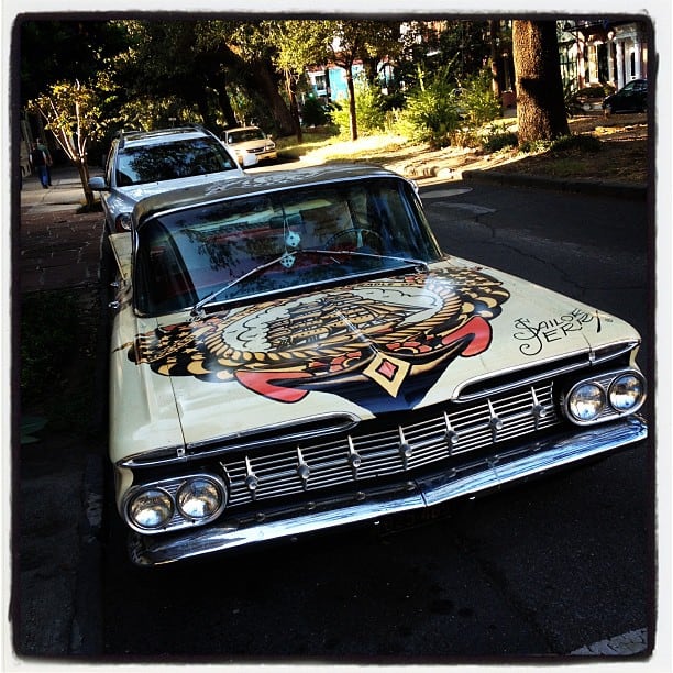 Classic Car With Sailor Jerry Art
