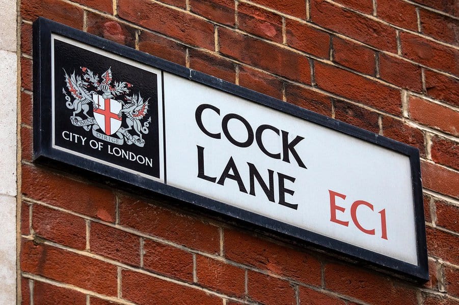 Cock Lane in the city of London