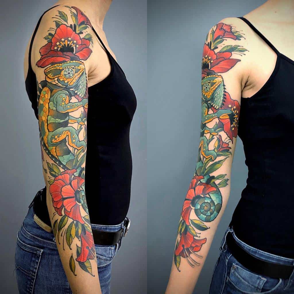 Colored 34 sleeve tattoo jonpall_art