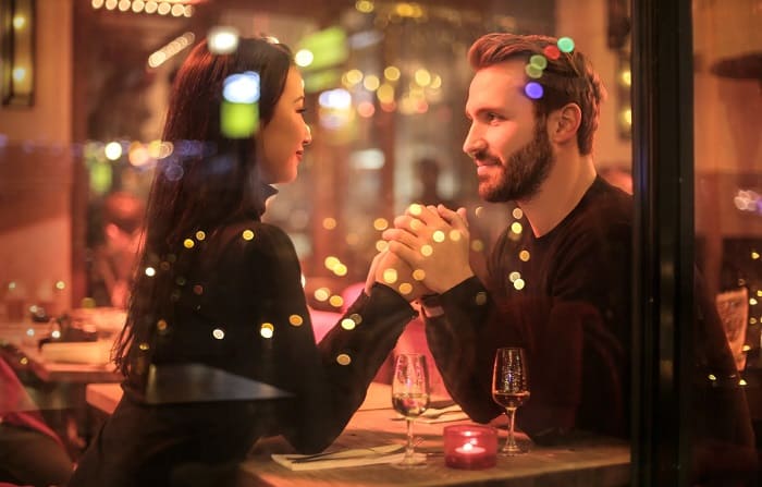 Couple On A Date In Restaurant