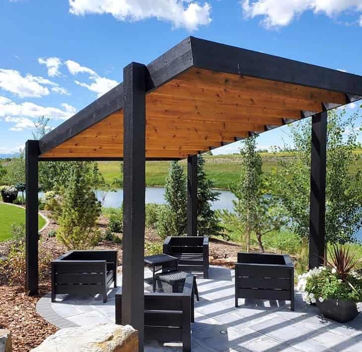 paver patio with wood pergola 