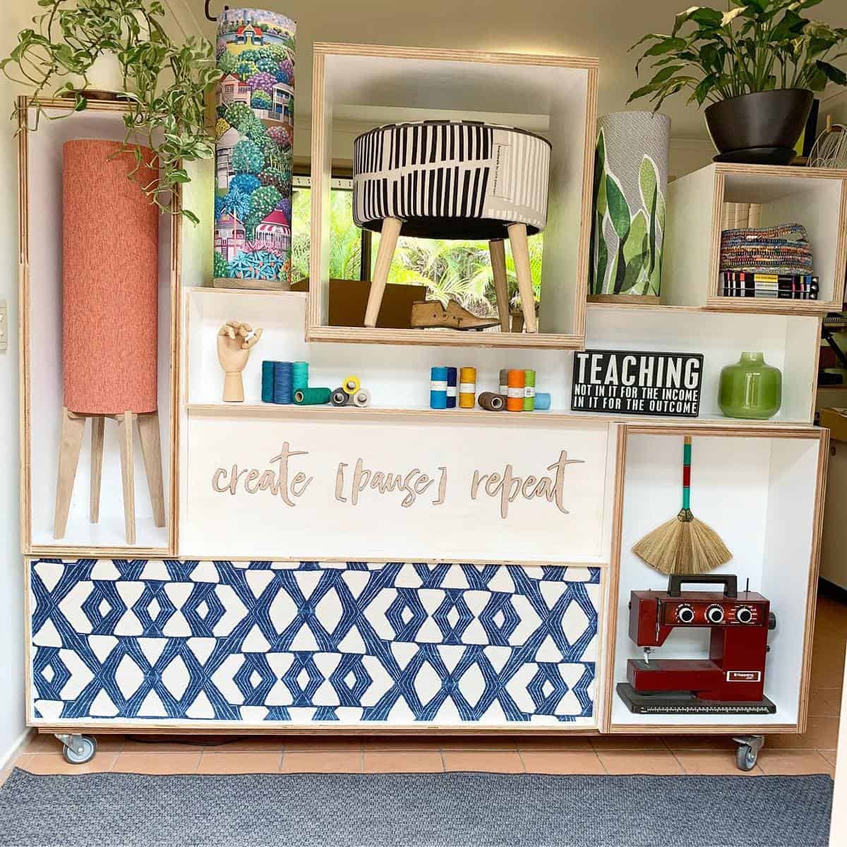 temporary wall divider with shelves