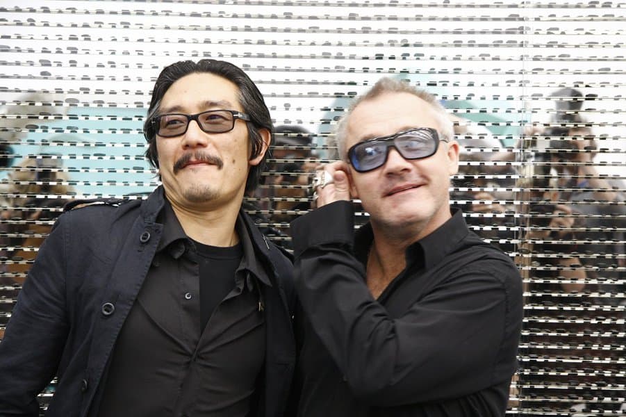 Damien Hirst at the opening of the exhibition