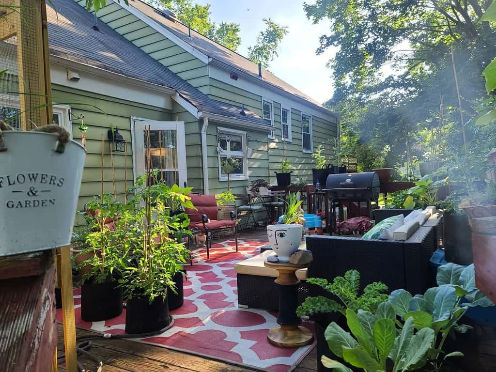 large deck patio backyard garden