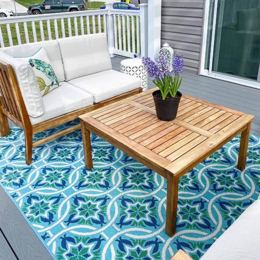 wood furniture on small budget patio 