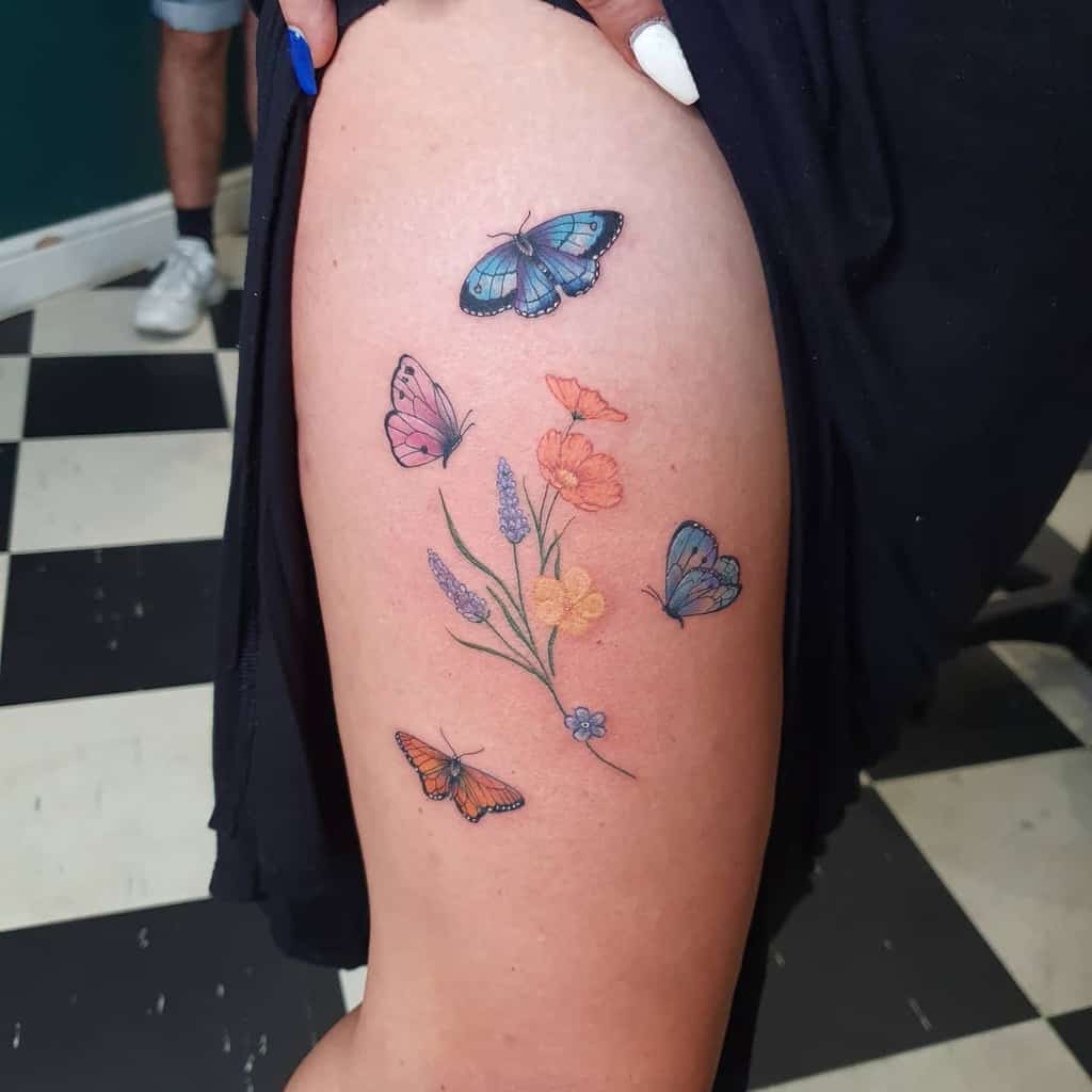 Delicate Flower Hip Tattoos kellybrowntattoos