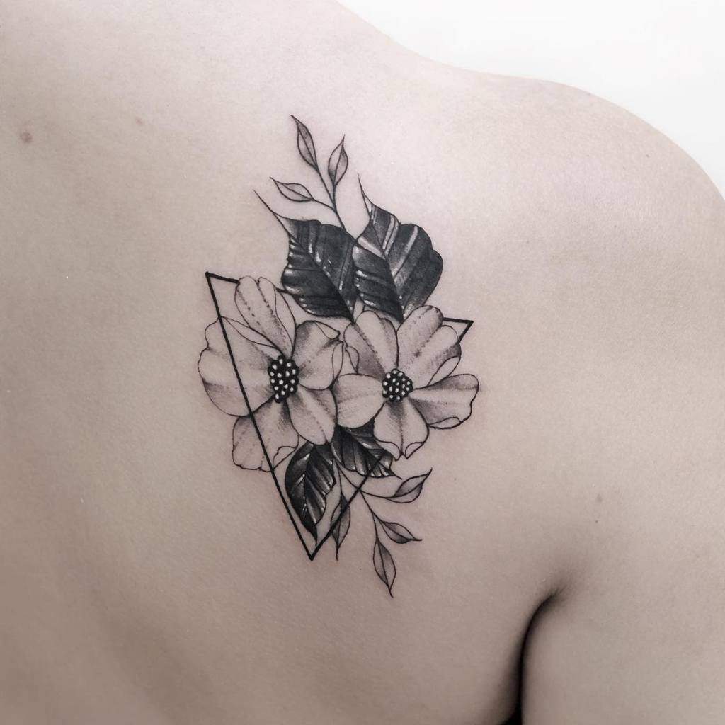 Delicate Flower Shoulder Tattoos konxatattoo