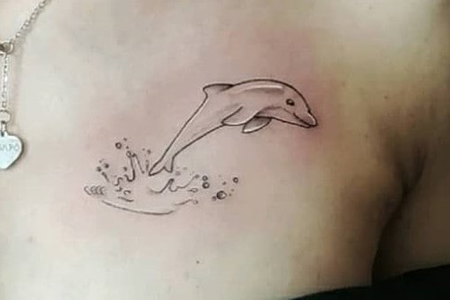 Dolphin Outline Tattoo -spillotattoostudio