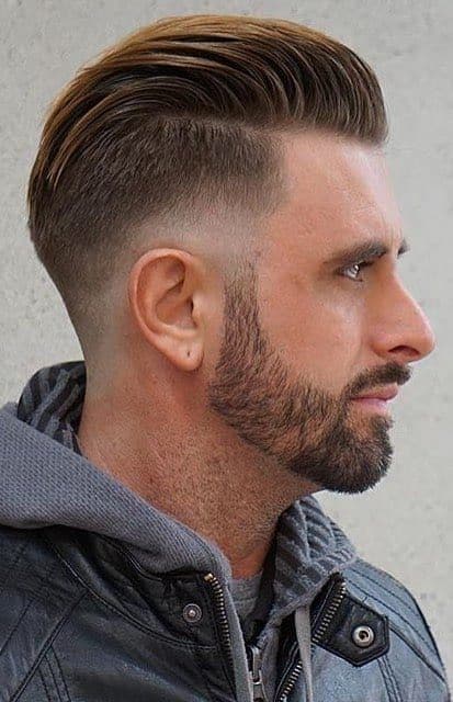drop fade with slick back men hairstyle Drop Fade With Slick Back