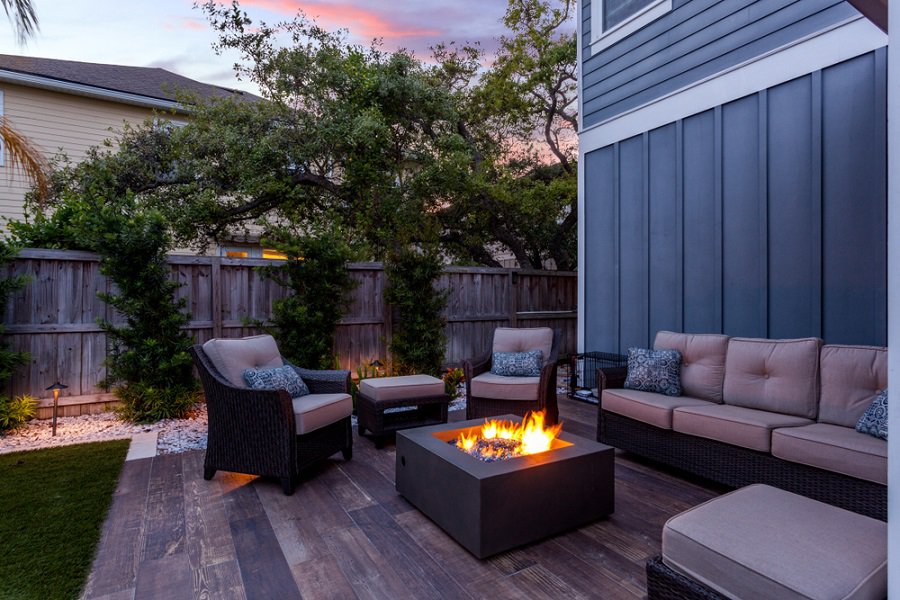 modern patio fire pit