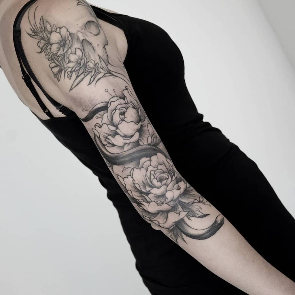 Floral 34 sleeve tattoo zeropointtattoo