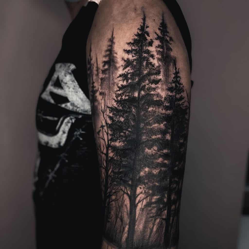 Forest Sleeve Tattoos men roch_saint