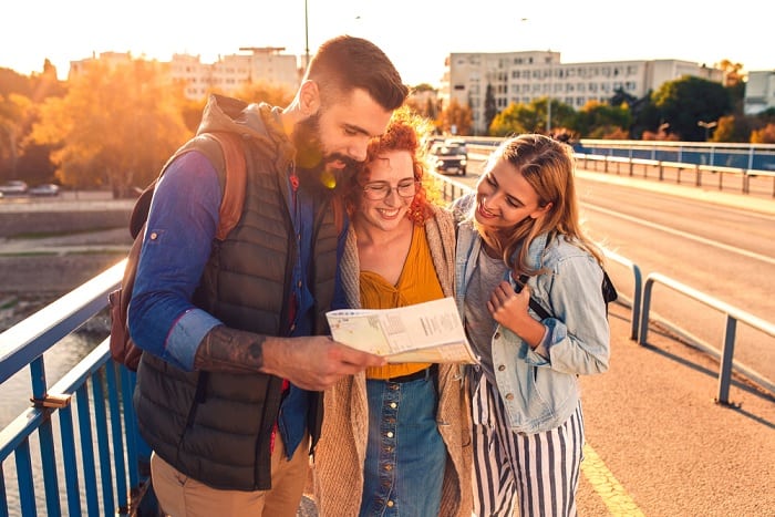 Friends Exploring A City