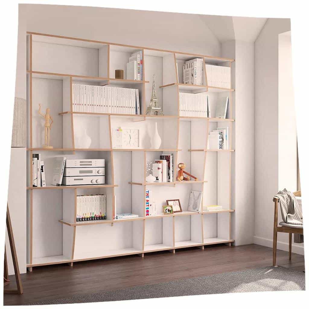creative full shelving unit in home