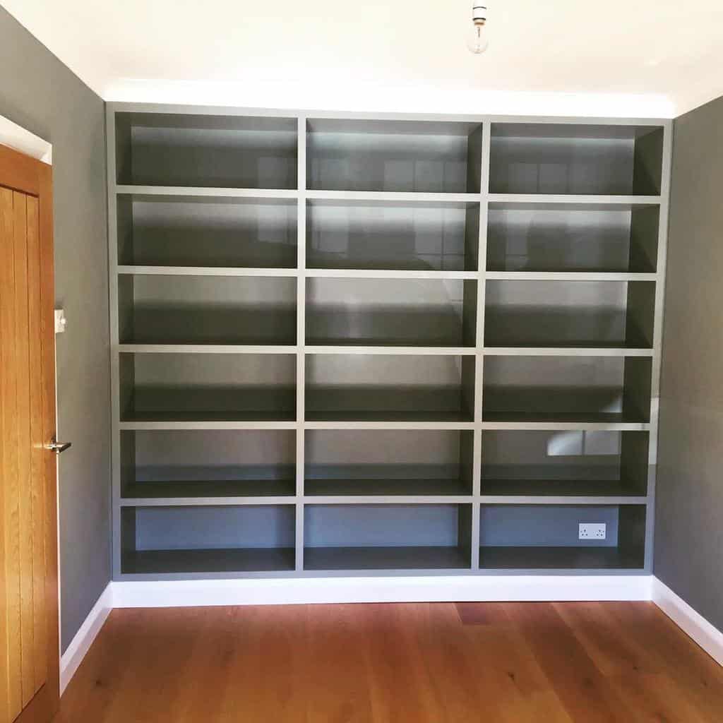 gray full shelving unit