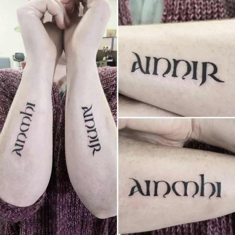 Gaelic Twin Outer Forearm Tattoo