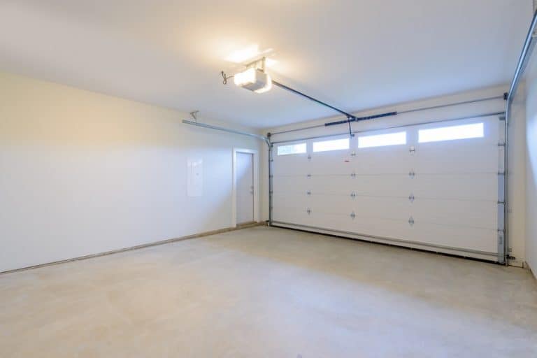 Garage with light on ceiling