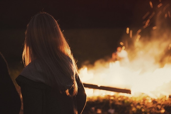 Girl Next To Bonfire
