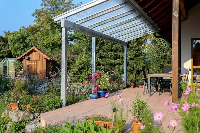 glass patio awning
