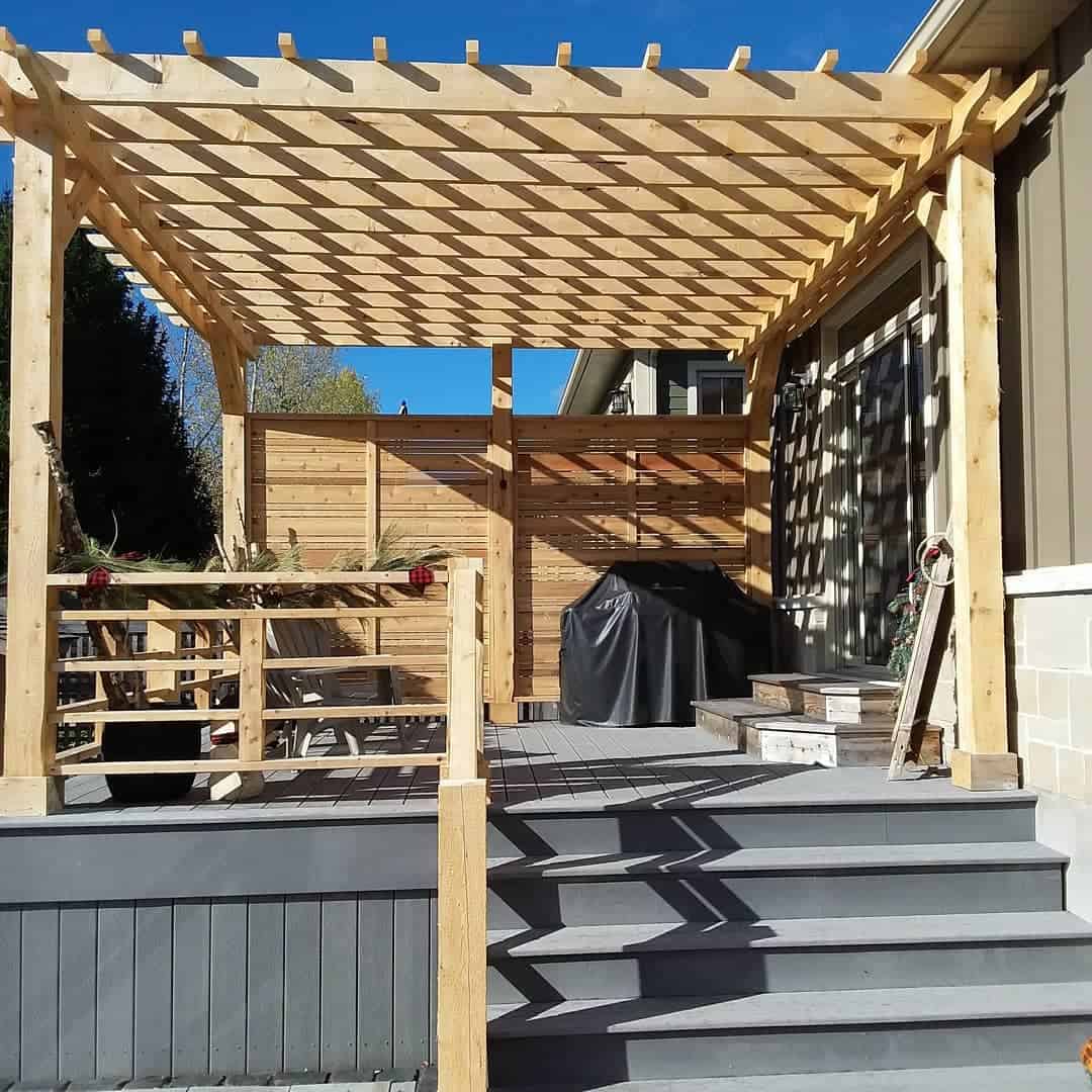 gray deck wood pergola