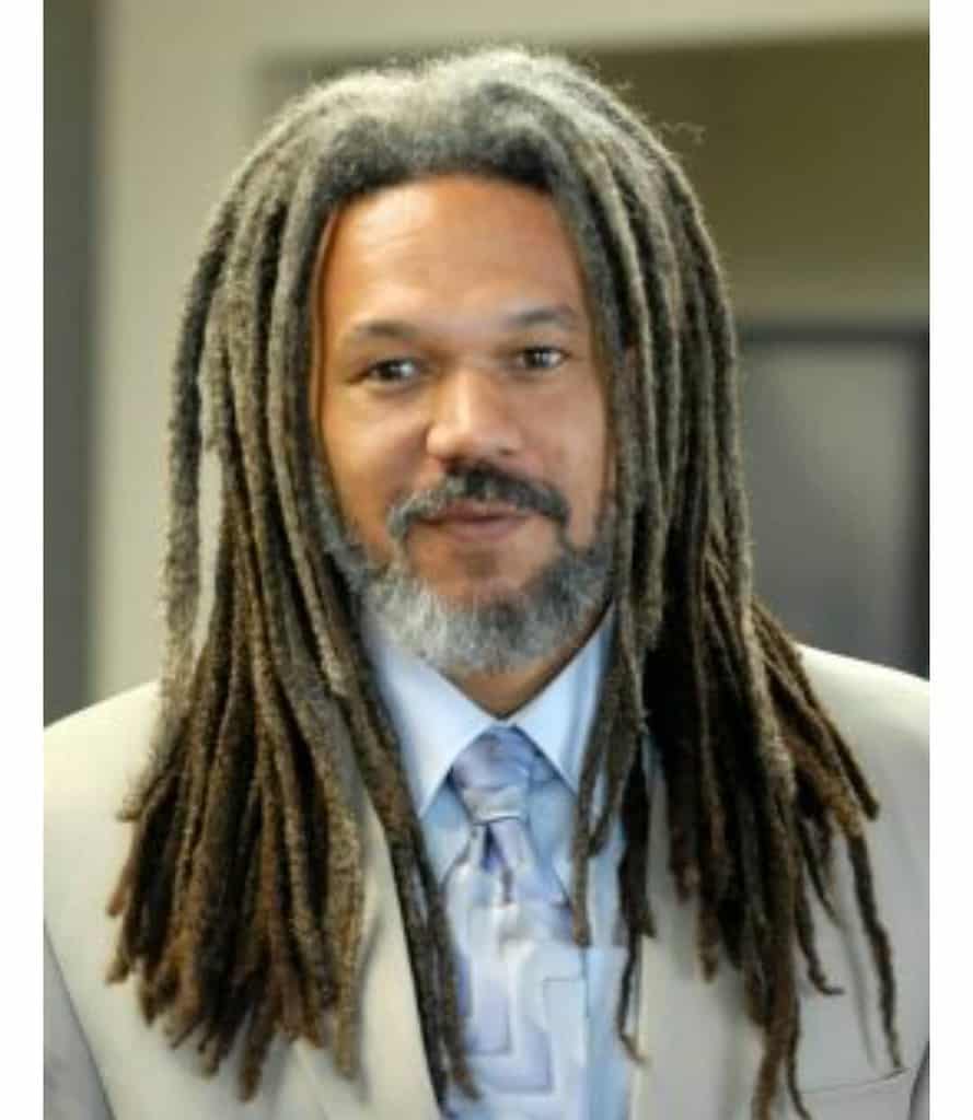 Gray Medium Thick Dreadlocks Paired With Thick Beard