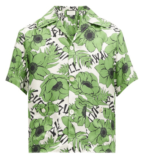 Gucci Cuban-Collar Floral Silk Shirt