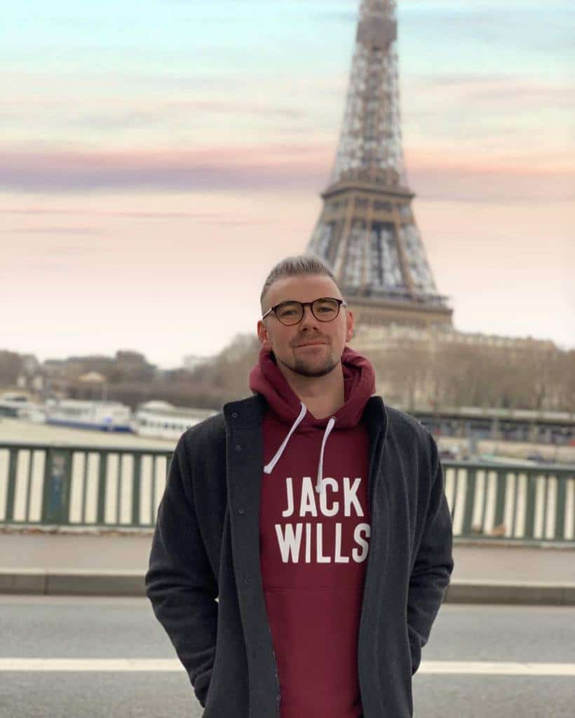 Guy In Hoodie Near Eiffel Tower Wearing Glasses