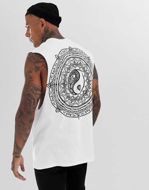 hnr ldn ying yang back print sleeveless t-shirt vest