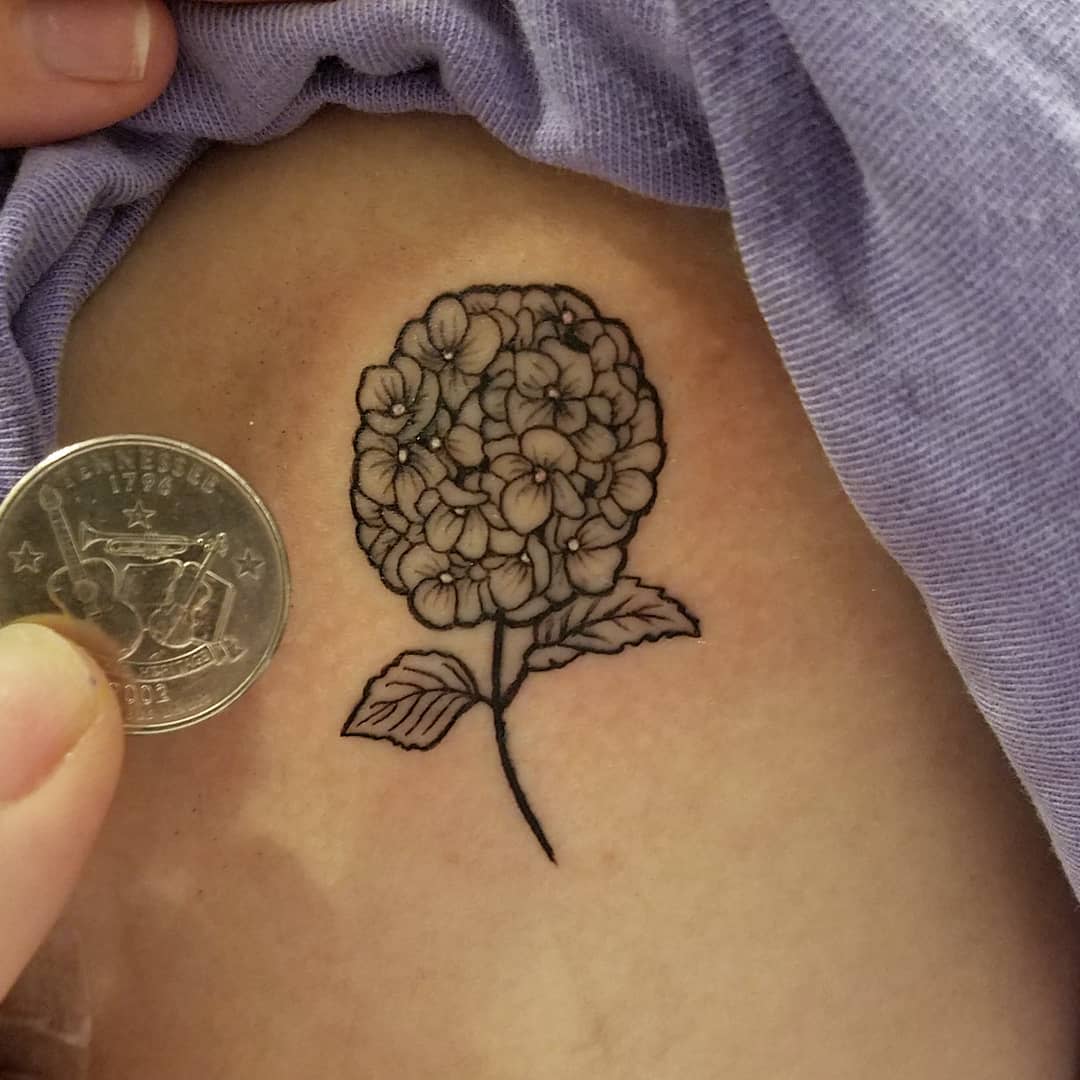 Small Black Hydrangea Tattoo