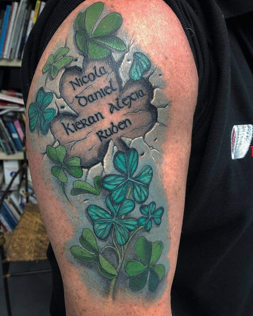 Irish Upper Arm Shamrock Tattoo