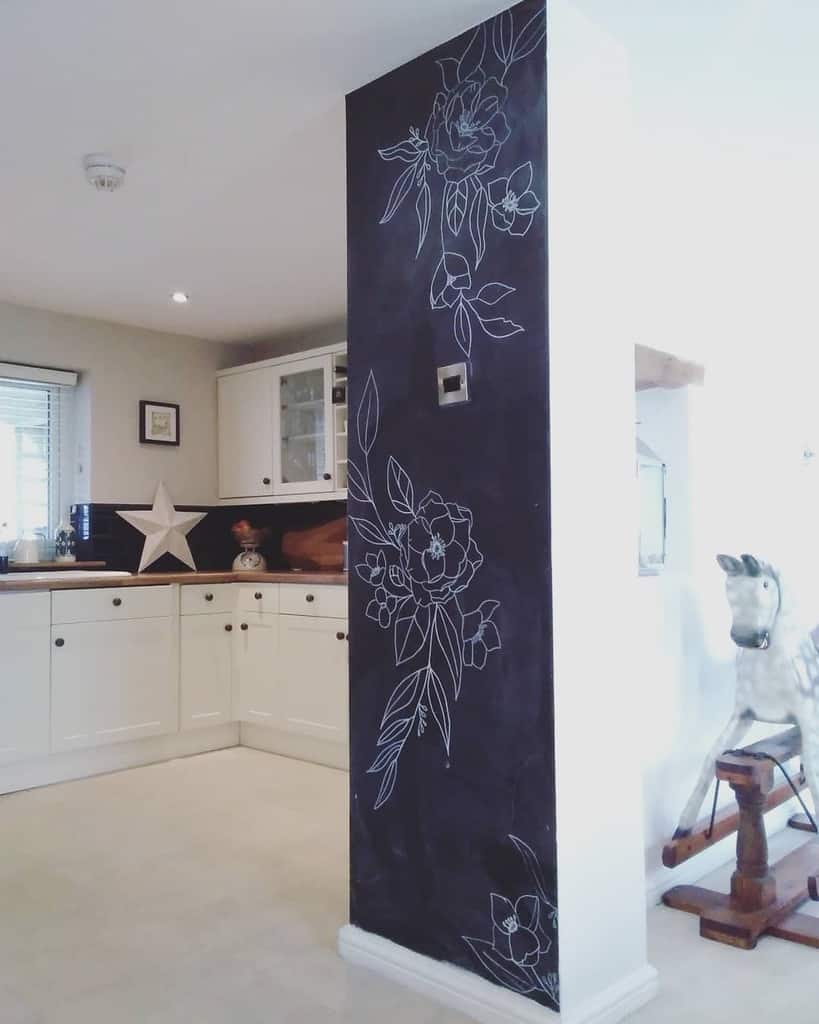 chalkboard flower design wall mural