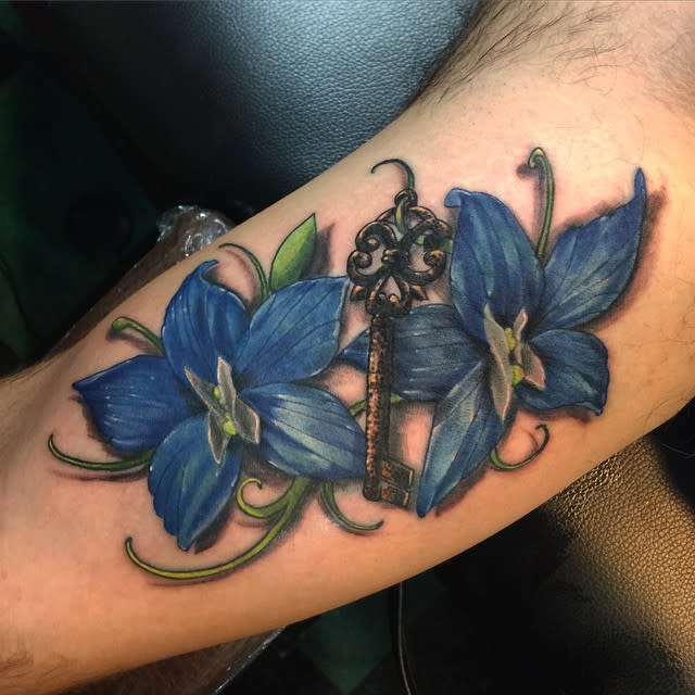 Realistic Larkspur Tattoo -surreal_tattoo