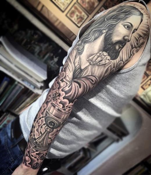 Lord And The Chalet Religious Tattoo Men Full Sleeves