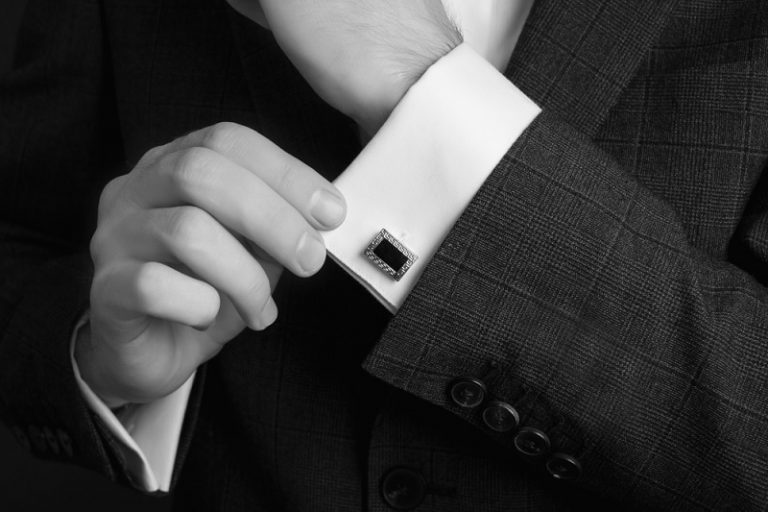 Man Wearing Suit With Cufflinks